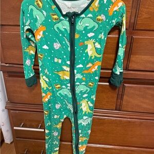 Little Sleepies Green Dinosaur Print Footie